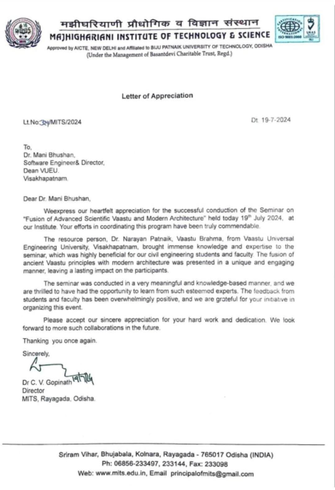 Appreciation Letter